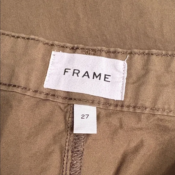 Frame Cotton Pleated Wide Army green Chino Pants Sz 27 - Picture 6 of 7